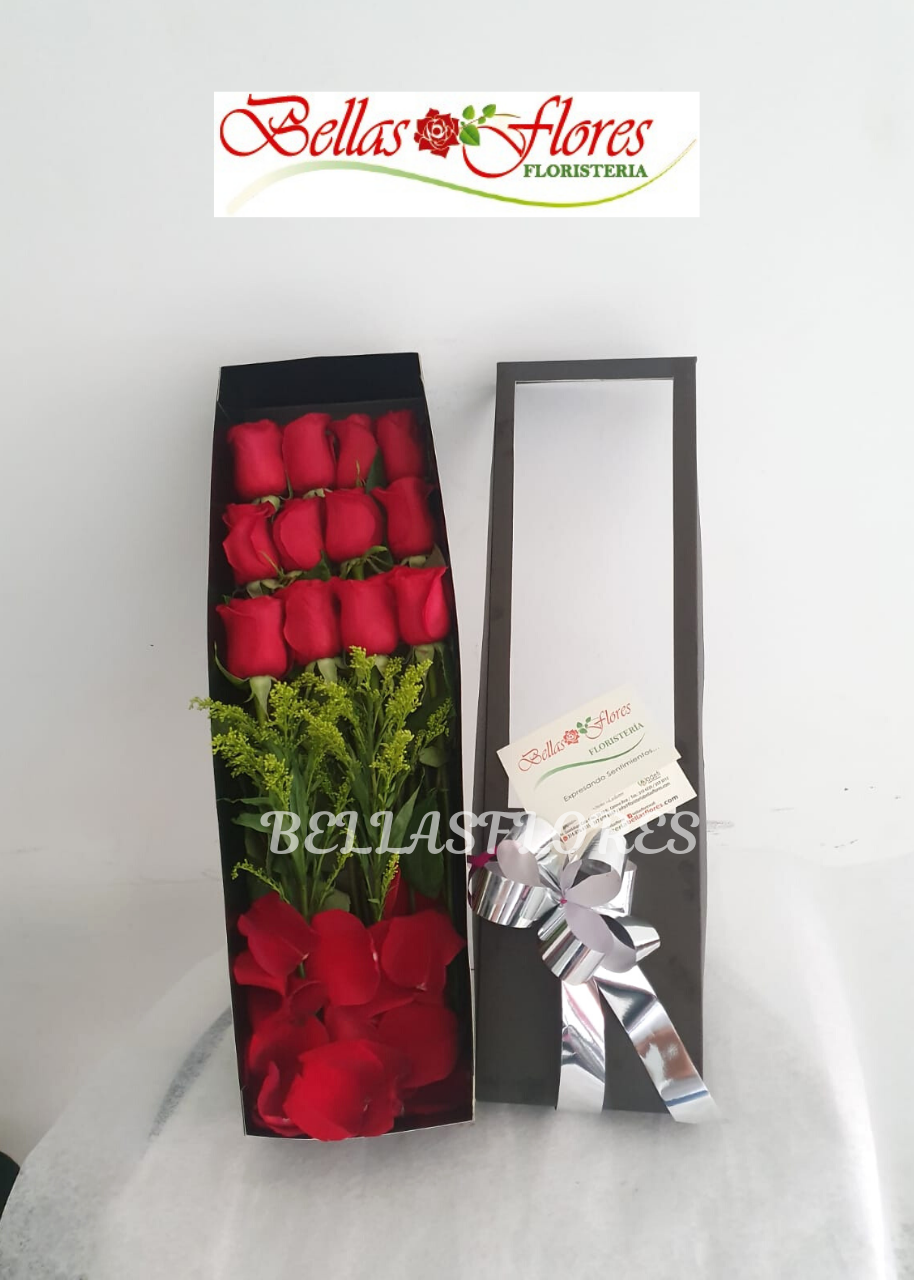 Rosas Rojas En Caja - Bellas Flores